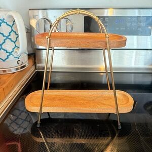 Anthropologie-Inspired Two-Tier Wood & Brass Stand